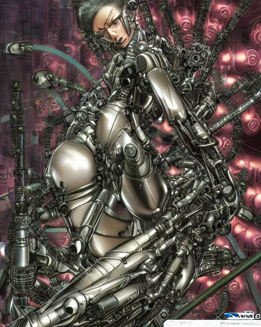 Image similar to matrix by masamune shirow, biomechanical, 4 k, hyper detailed