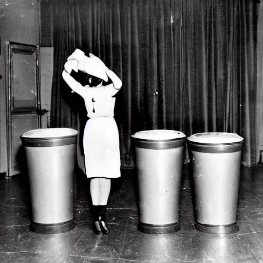 Prompt: 1930s cartoon trashcan dancing