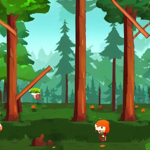 Prompt: level design of a 2 d game, forest theme