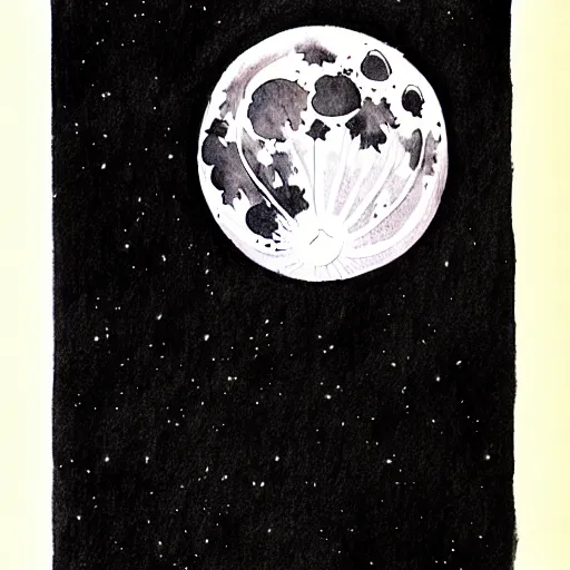 Image similar to full moon, ink, by xu wei