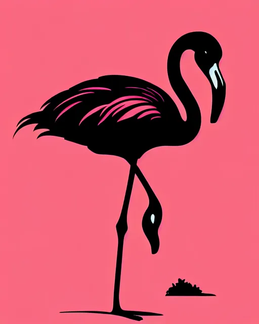 Image similar to silhouette of a flamingo, highly detailed, photorealistic, vector art, 8 k