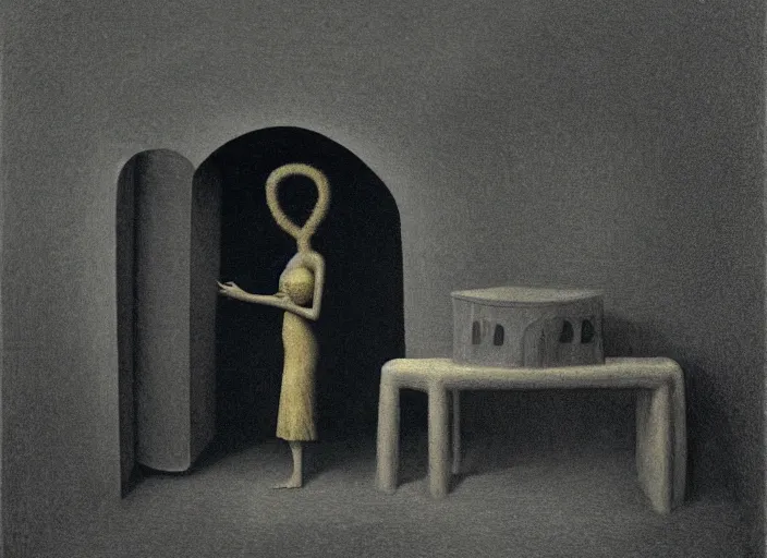 Image similar to imprisoned ancient eldritch female goddess by gertrude abercrombie