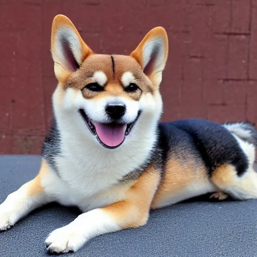 Image similar to crossbreed of a shiba inu and welsh corgi pembroke, photo