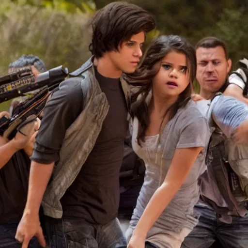 Image similar to High quality movie still of Selena Gomez in Michael Bay's Transformers