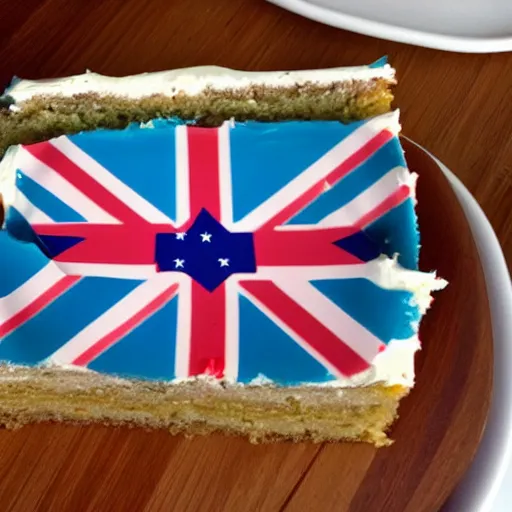 Image similar to slice of birthday cake with the pattern of the australian flag on the side