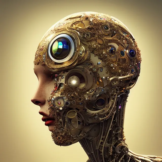 Prompt: biorobot with realistic human skin, diffuse lighting, 8K, UHD, fantasy, intricate, elegant, highly detailed, lifelike, futuresynth, artstation, realism, concept art, smooth, sharp focus, art by Alexander Jansson and Agnes Lawrence Pelton and Anna Dittmann