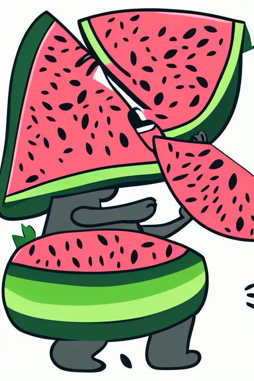 Image similar to Bear eating a watermelon, sticker, colorful, illustration, highly detailed, simple, smooth and clean vector curves, no jagged lines, vector art, smooth