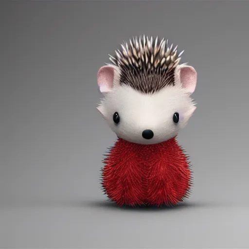 Prompt: cute fumo plush of a hedgehog girl with prickly spines, character design contest winner, silhouette, artstation, vray, anime girl, black and white and red, spoken heart