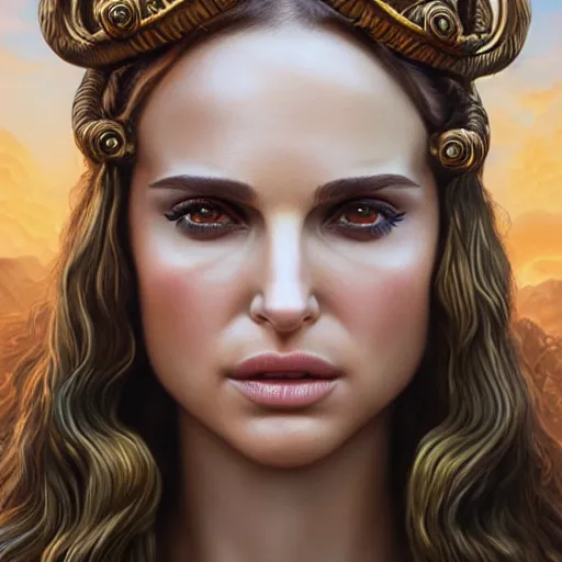 Image similar to a detailed fantasy character portrait of natalie portman as medusa by lauri blank, artgerm, evelyn de morgan, 8K, 50mm lens