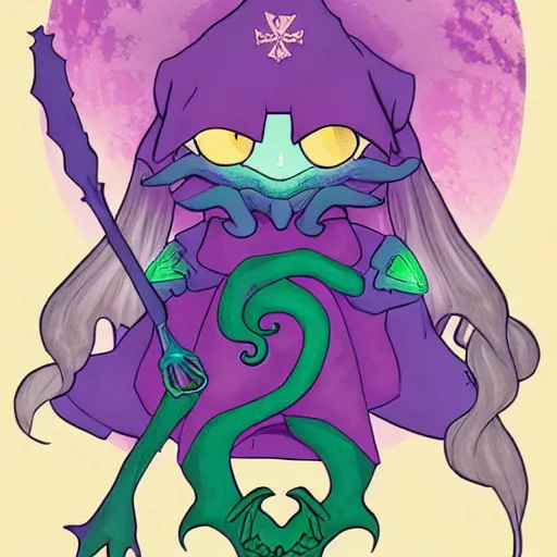 Prompt: Cthulhu dressed as a magical girl