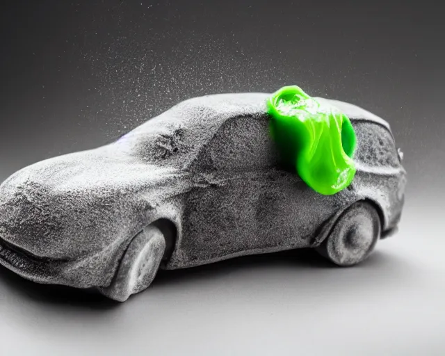 Prompt: car made of slime, studio light, dark background, 3 5 mm photography