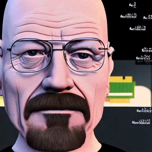 Prompt: walter white in blender with blender ui