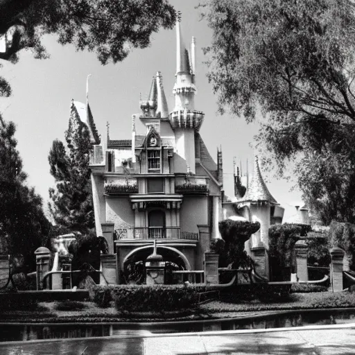 Prompt: the haunted mansion at disneyland designed by frank lyoyd wright