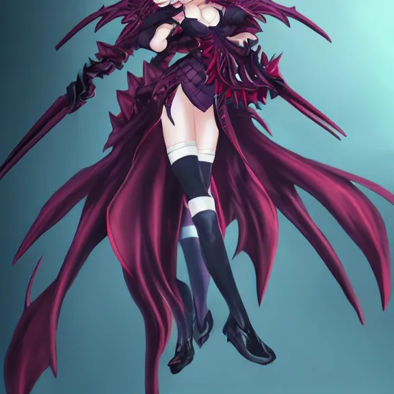 Image similar to christina rene hendricks as a highschool dxd character, demon wings, d & d, fantasy, highly detailed, digital art, trending on artstation, smooth, sharp focus, illustration, art by peter tang and artgem