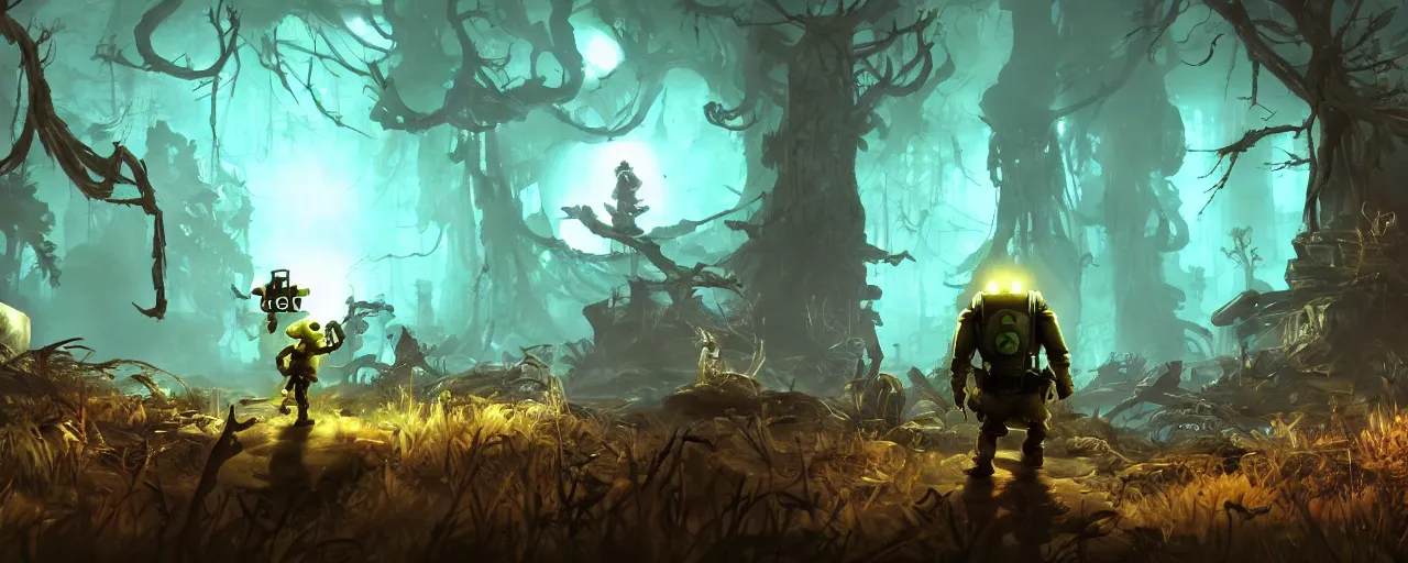 Image similar to fallout 3 in the style of ori and the blind forest