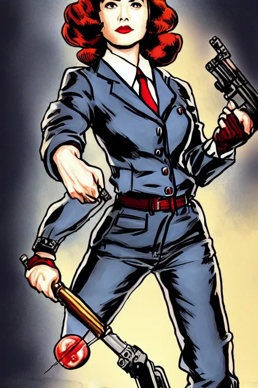 Image similar to Agent carter illustration concept art in the style of Amano, Yoshitaka