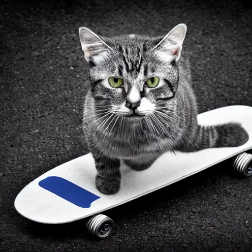 Image similar to Cat on a skateboard, realistic, 8k, digital photography