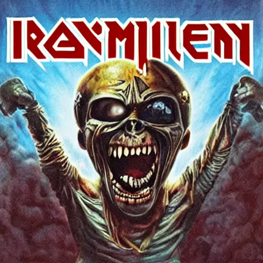Prompt: iron maiden album cover, where eddie is dressed like a balerina