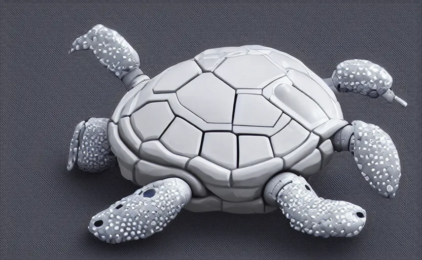 Image similar to artificial Intelligence turtle with its shell made out of modular synth dials and knobs, LED light accents, sleek design by apple, triple white colorway, synth-inspired, LED rich background, studio lighting, octane render, 4k, high quality photo,