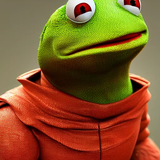 Prompt: hyperrealistic mixed media image of kermit the frog, stunning 3 d render inspired art by xiang duan and thomas eakes and greg rutkowski, perfect facial symmetry, hyper realistic texture, realistic, highly detailed attributes and atmosphere, dim volumetric cinematic lighting, 8 k octane detailed render, post - processing, masterpiece,