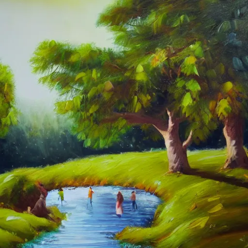 Image similar to Landscapes: The Joy Of Life, expressive oil painting, evokes feelings of joy, 4k detail