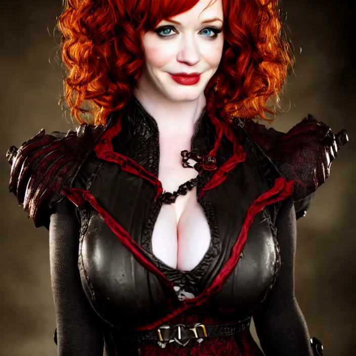 Image similar to full body photograph of christina hendricks as a vampire warrior. extremely detailed. dslr. 8 5 mm.