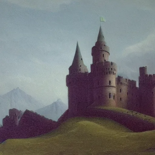 Prompt: a painting of a castle, in the style casper david friedrich.