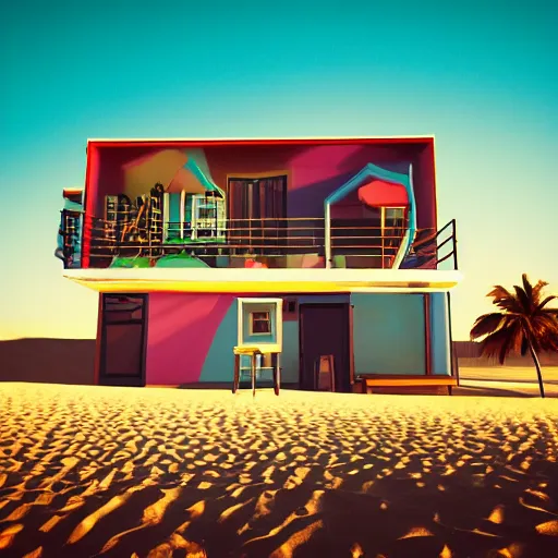 Image similar to Retro-wave house in beach