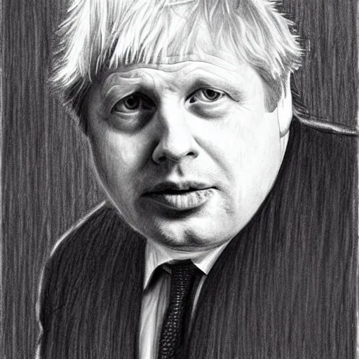 Prompt: boris johnson at a party , pencil sketch