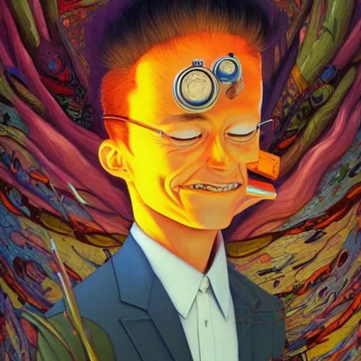 Image similar to lucky mohawk projector portrait by gaston bussierre and charles vess and james jean and erik jones and rhads, inspired by rick and morty, epic, funny, huge scale, beautiful fine face features, intricate high details, sharp, ultradetailed