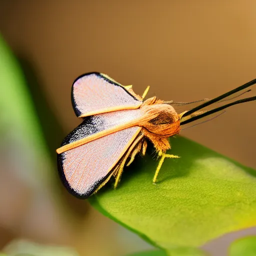 Prompt: macro shot of a flourescent moth, 4k