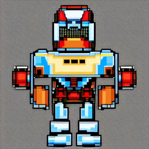 Image similar to robot knight, highly detailed pixel art, 1 2 8 bit