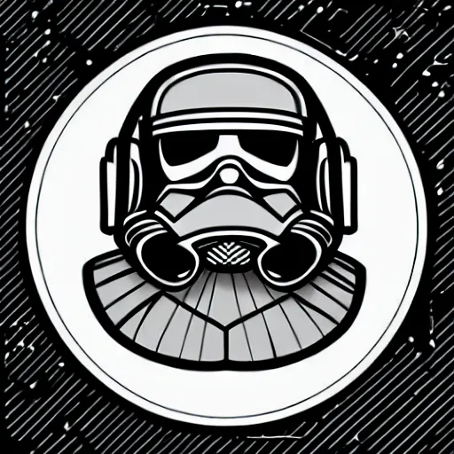 Image similar to a Star-Wars-Wookie, svg sticker, vector art, wearing headphones, jamming to music