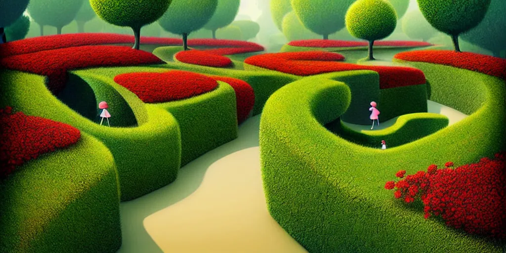 Image similar to Beautiful artwork garden of the future, hedges, Topiary plants, Nice colour scheme, warm colour. Beautiful artistic digital artwork by artist Lurid. (2022), Gediminas Pranckevicius