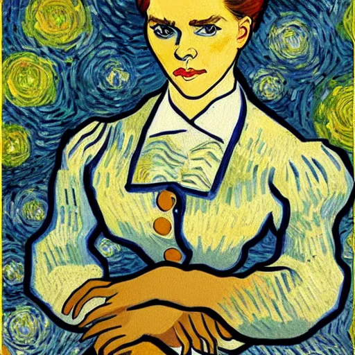 Prompt: vincent van gogh style painting of emma watson