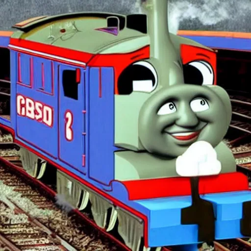 Image similar to bill cosby as thomas the train engine