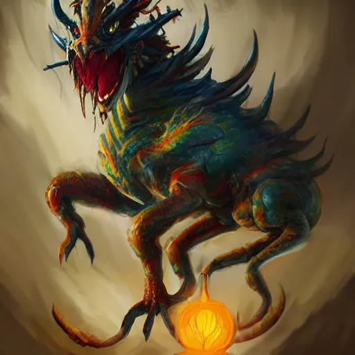 Prompt: majestic clown dragon, beautiful fantasy concept art, 4k, breathtaking creature design