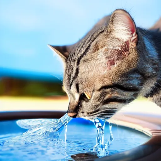 Image similar to cat drinking water, 4k realistic photo