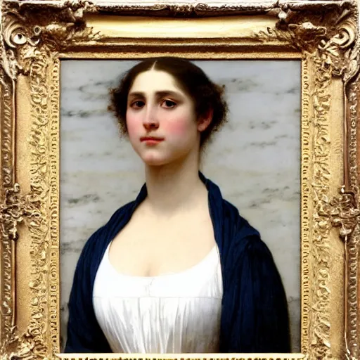 Prompt: portrait of an australopithecus woman wearing fashionable 1 9 th century french clothing by william bouguereau, alexandre cabanel, edgard maxence, eugene de blaas, oil on canvas, 1 8 8 5, musee d'orsay