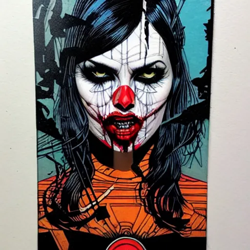 Image similar to a portrait of horror tarot card intricate details by MARVEL comics and Sandra Chevrier