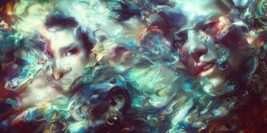 Image similar to Psychedelic visions by Stanley Artgerm Lau, Ruan Jia and Fenghua Zhong