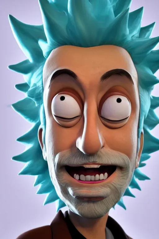 Image similar to 3d hiper-realistic Rick Sanchez from Rick and Morty, 8k