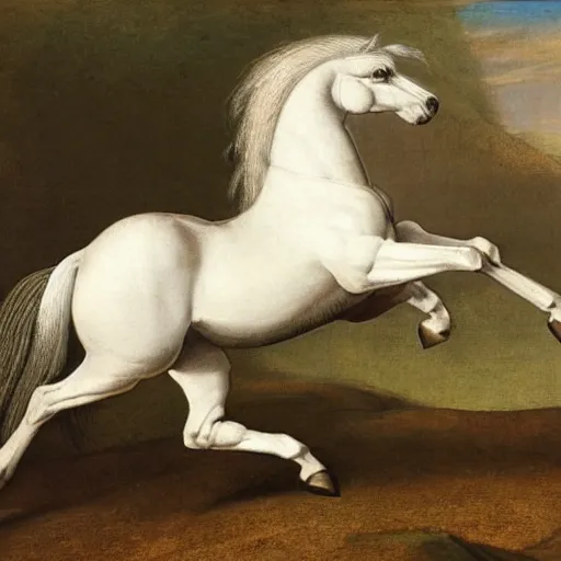 Prompt: a galloping horse by george stubbs and da vinci