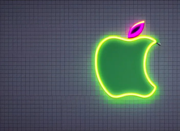Prompt: a neon apple logo, fluent design, wallpaper