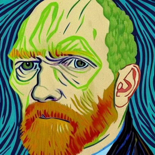 Image similar to vincent van gogh style painting of hank from breaking bad