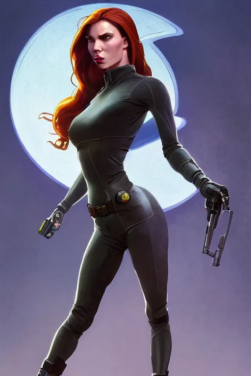 Image similar to gta kim possible as aeon flux profile picture by greg rutkowski, dynamic pose, intricate, futuristic, fantasy, elegant, by stanley artgerm lau, greg rutkowski, thomas kindkade, alphonse mucha, loish, norman rockwell, fantasy lut, asymmetric, long hair, retro computer graphics, video game, fluid lines,