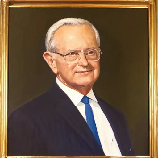 Prompt: Official Portrait of United States President Conrad Stetson, 1964, Oil on Canvas