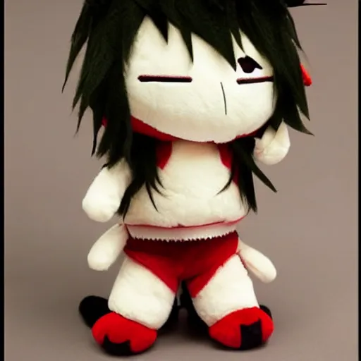 Prompt: cute fumo plush of a guy who has had way too much caffeine, anime, coffee