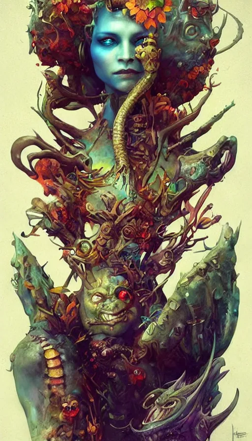 Image similar to exquisite imaginative friendly weird creature poster art humanoid colourful movie art by : : weta studio tom bagshaw james jean frank frazetta