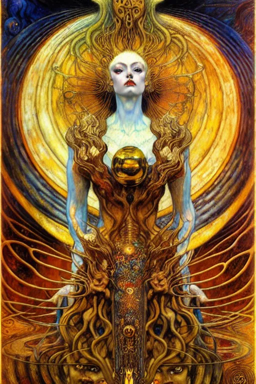 Image similar to Divine Chaos Engine by Karol Bak, Jean Delville, William Blake, Gustav Klimt, and Vincent Van Gogh, symbolist, visionary